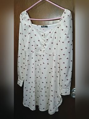 Nasty Gal Cream Dress with Maroon Floral Accents NWOT
